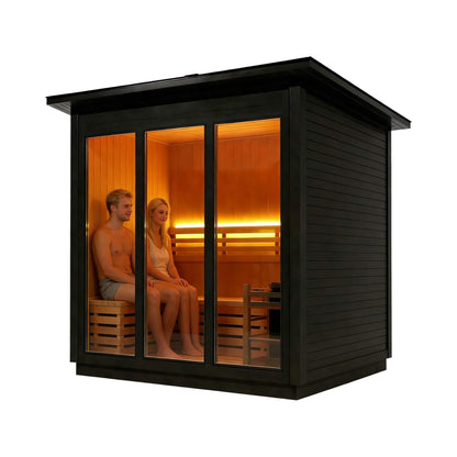 Custom 6-Person Luxury Canadian Red Cedar Outdoor Steam Sauna With Heater And Stones [Made-To-Order] (SAK78615)
