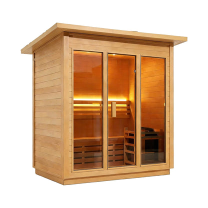 Custom 6-Person Luxury Canadian Hemlock Outdoor Steam Sauna With Heater And Stones [Made-To-Order] (SAK63821)