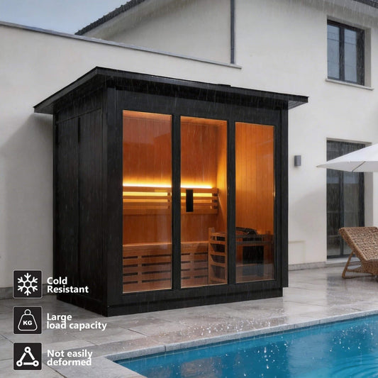 Custom Outdoor Canadian Hemlock Steam Sauna – 4-Person | Made to Order (SAK79406)