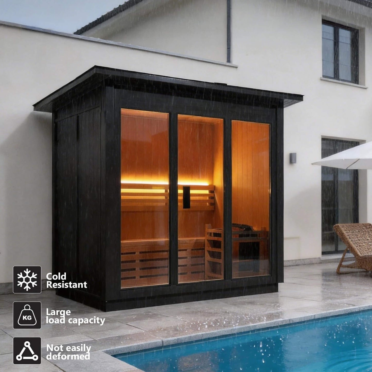 Custom 8-Person Luxury Spruce Outdoor Steam Sauna With Heater And Stones [Made-To-Order] (SAK51642)