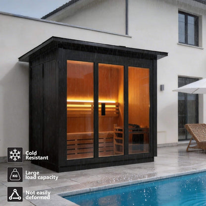 Custom 8-Person Luxury Spruce Outdoor Steam Sauna With Heater And Stones [Made-To-Order] (SAK51642)