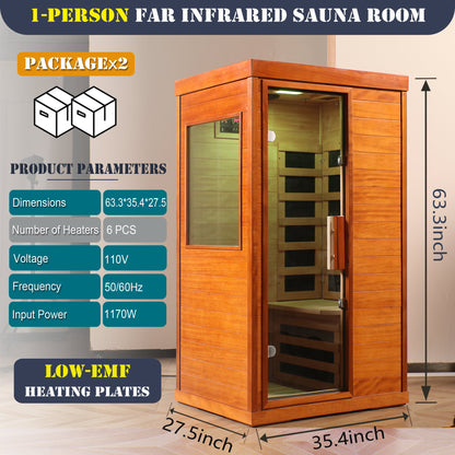 Personal Infrared Sauna for Home – Solid Wood, Tempered Glass Door & Bluetooth