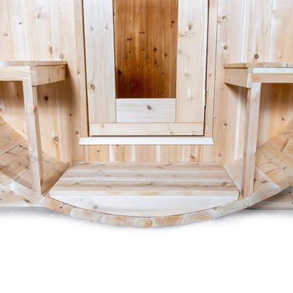 Dundalk Leisurecraft 4-Person Canadian Timber Serenity Barrel Sauna With Solid Wood Benches [CTC2245W] (SAK94862)