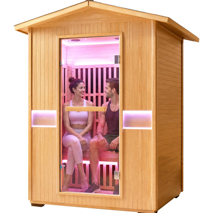 Outdoor Far Infrared Sauna for Two – 2000W Canadian Hemlock