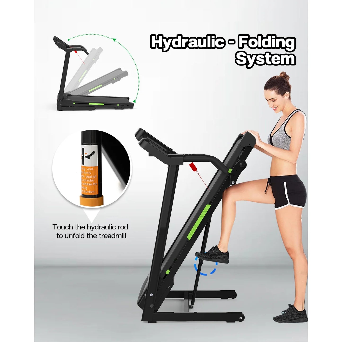 Folding Treadmill with Incline, 3.5HP Home Gym Fitness Workout Jogging Walking 330 LBS Capacity