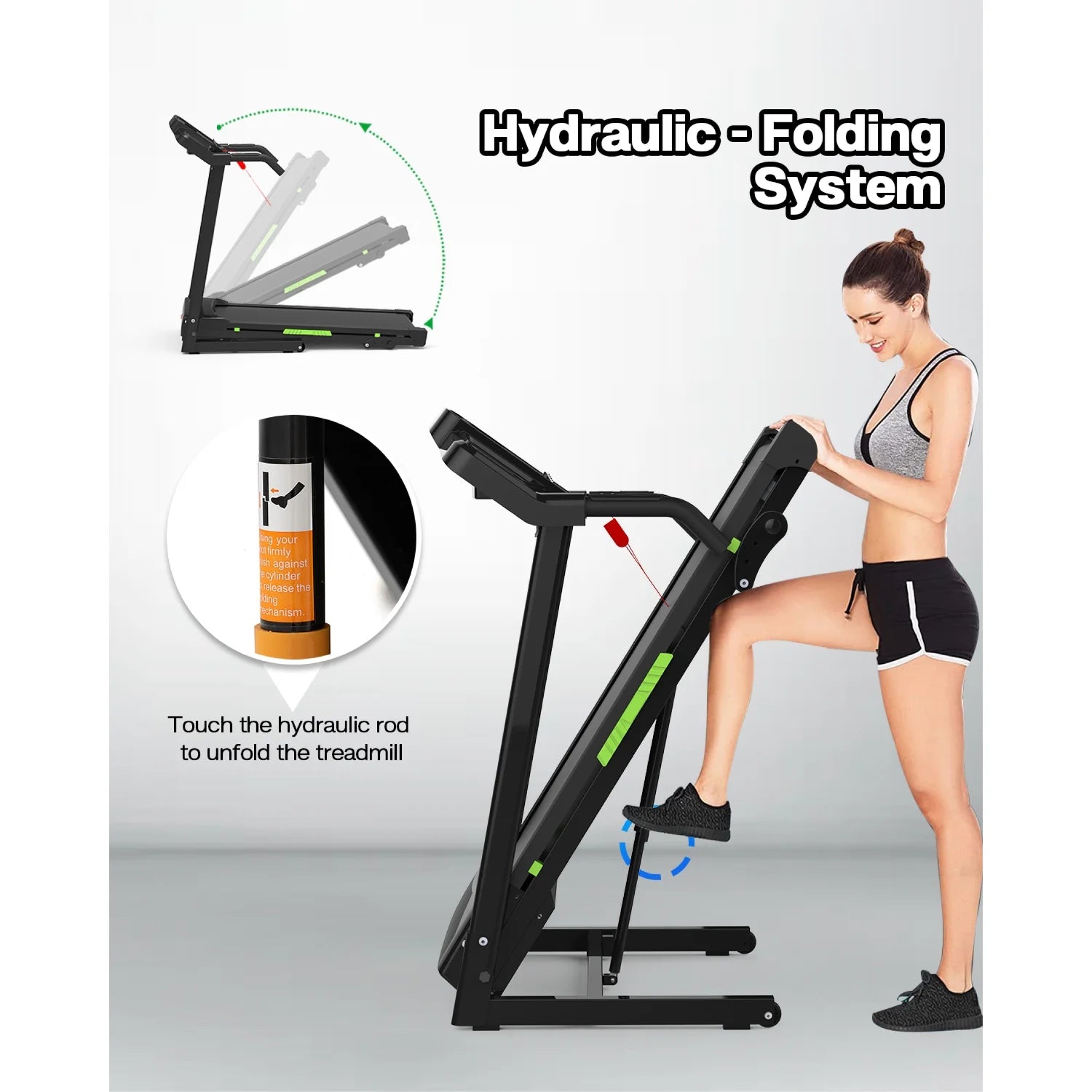 Folding Treadmill with Incline, 3.5HP Home Gym Fitness Workout Jogging Walking 330 LBS Capacity