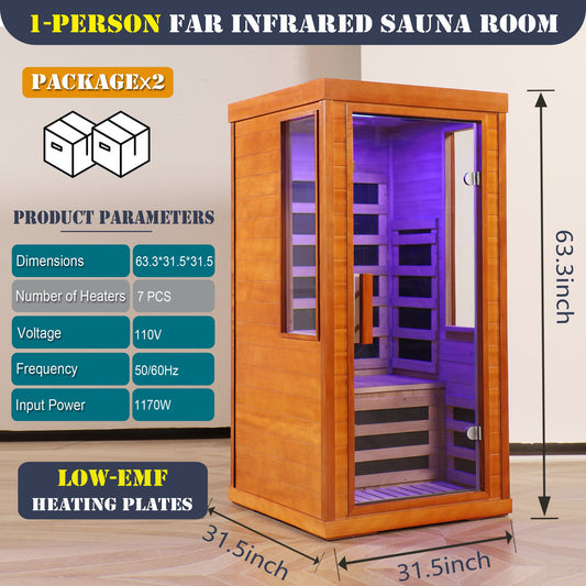 Home Dry Infrared Sauna with Bluetooth and LED Lighting