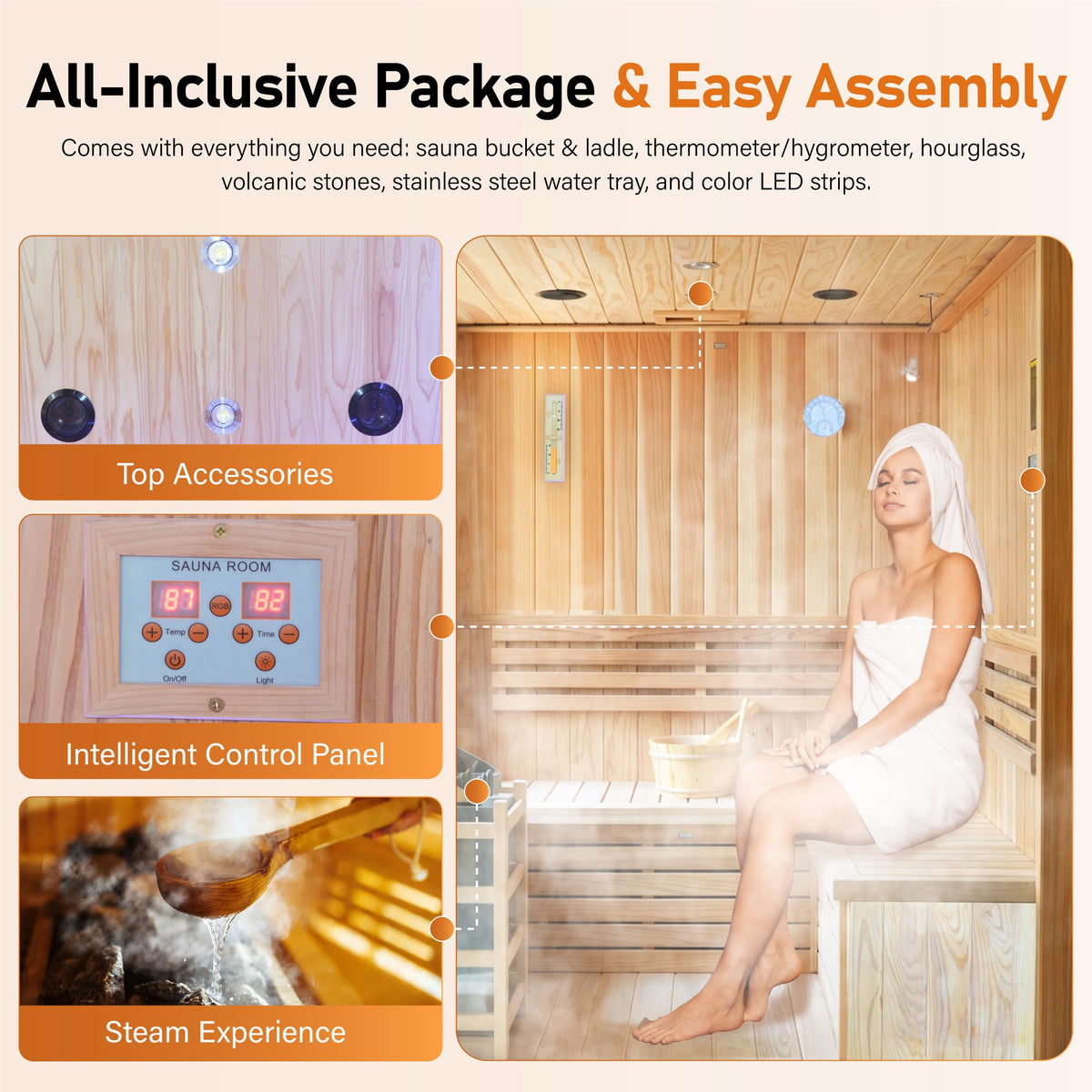 6000W Outdoor Traditional Steam Sauna for 4 People