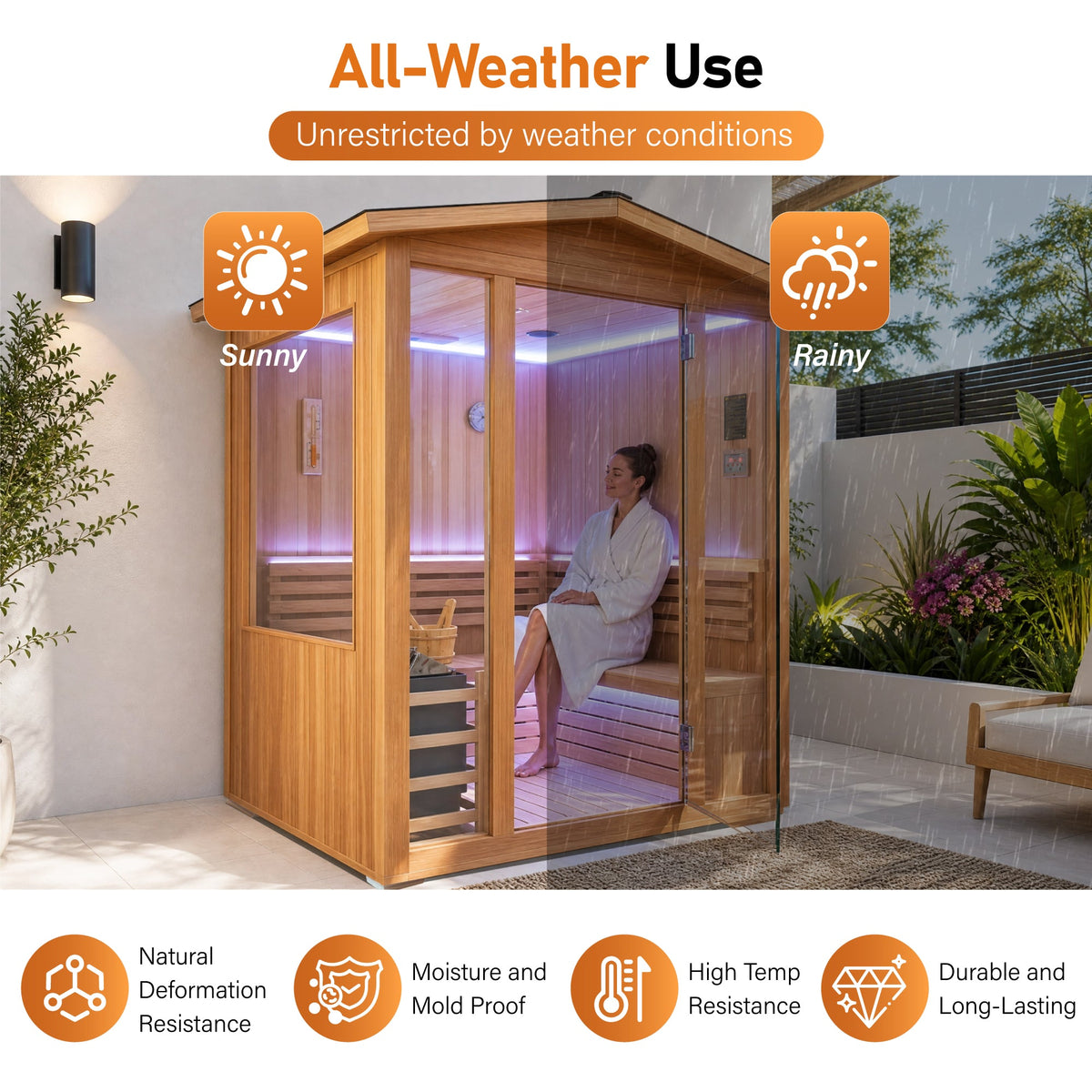 6000W Outdoor Traditional Steam Sauna for 4 People