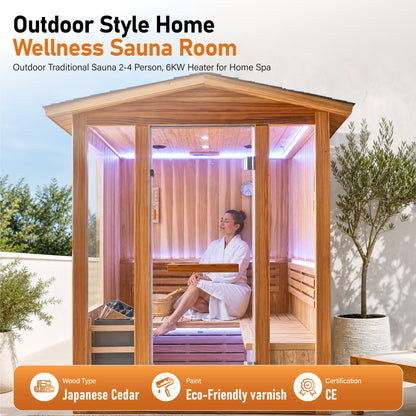 6000W Outdoor Traditional Steam Sauna for 4 People