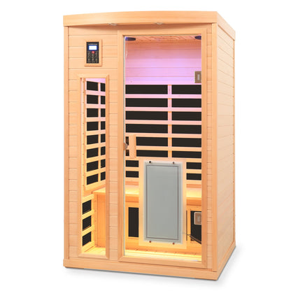 Low EMF Hemlock Wood Far-Infrared Indoor Two-Person Sauna Room