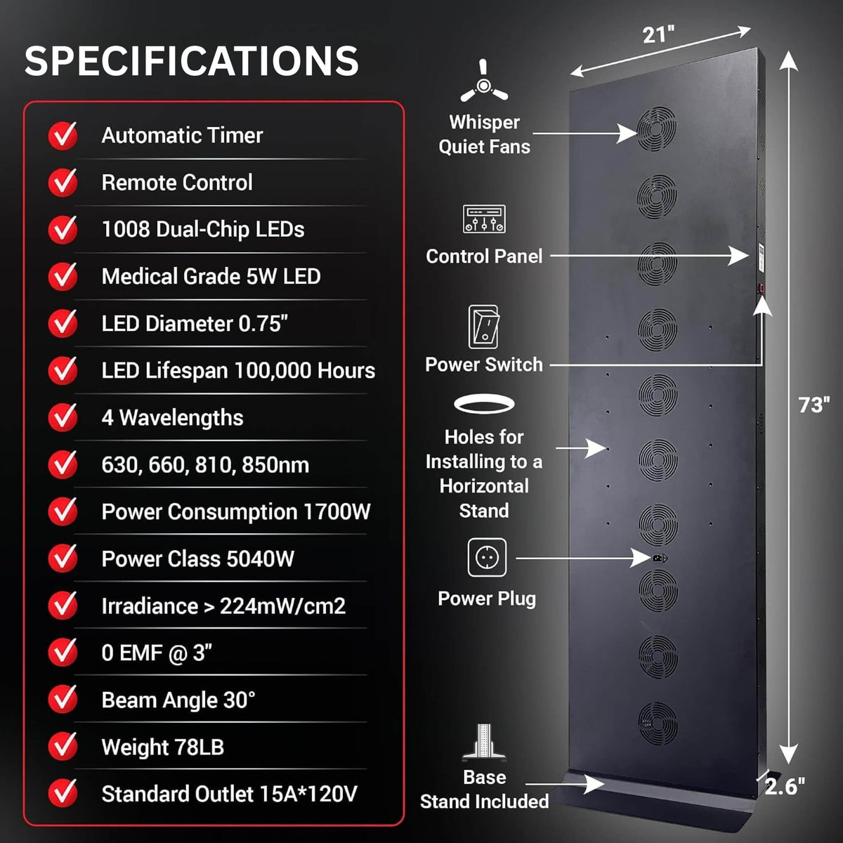 Full-Body Dual-Chip Red Light Therapy Panel