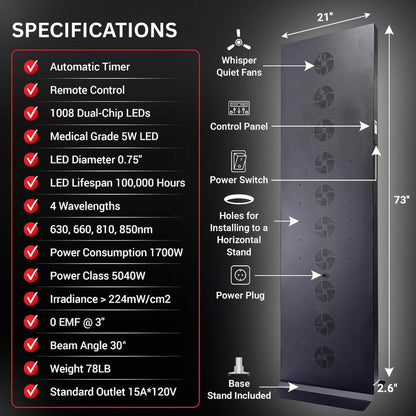 Full-Body Dual-Chip Red Light Therapy Panel