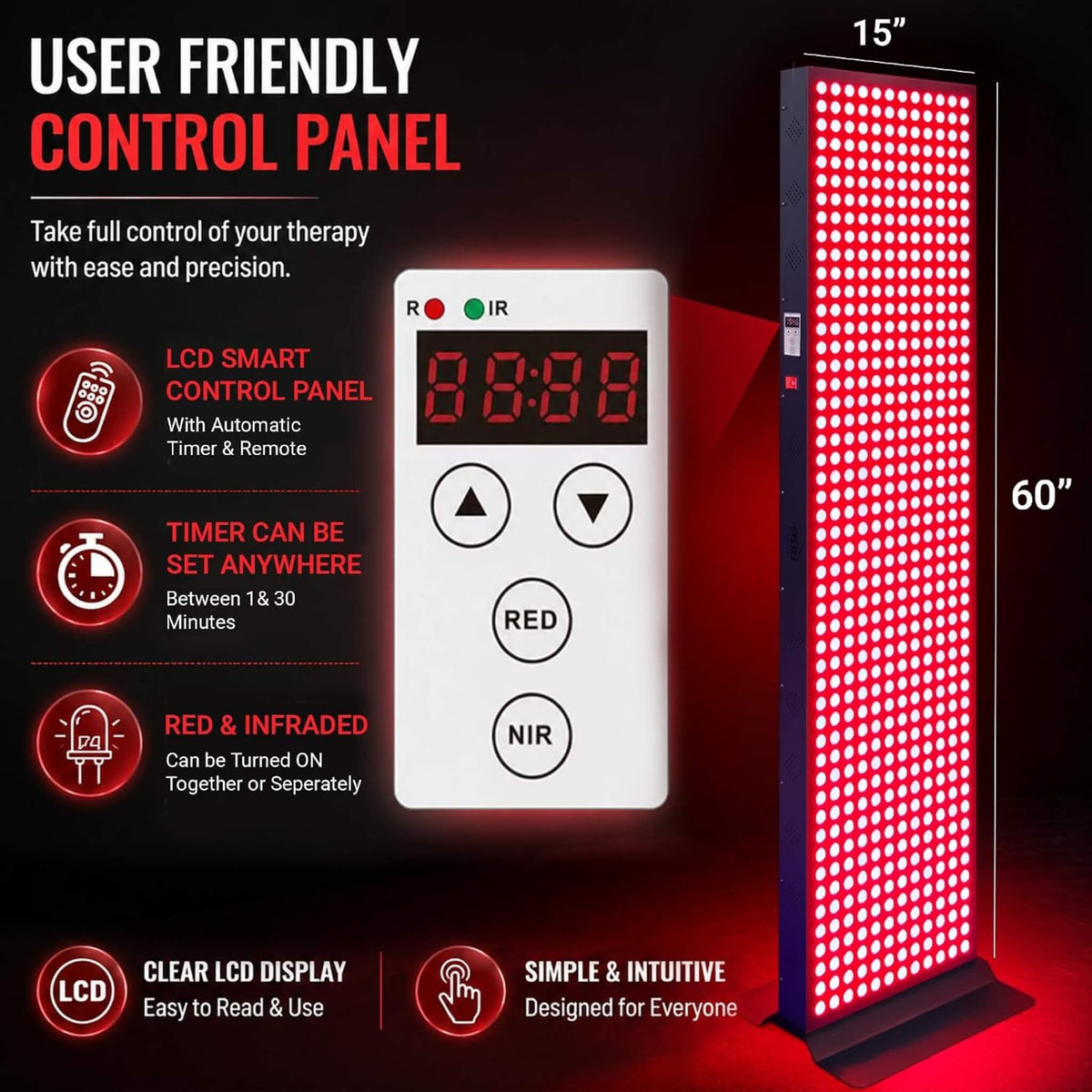 Full-Body Dual-Chip Red Light Therapy Panel