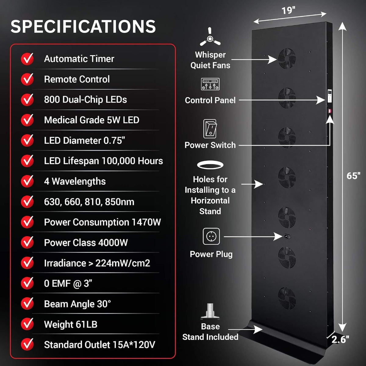 Full-Body Dual-Chip Red Light Therapy Panel