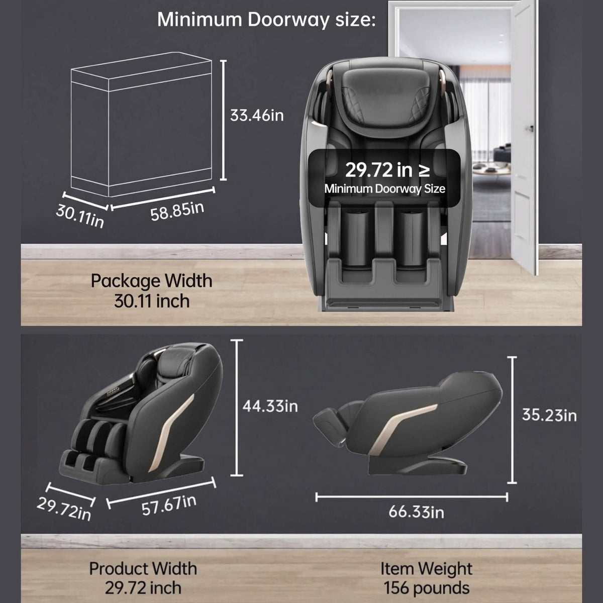 Pulse Zero-Gravity SL-Track Heated Massage Chair with Bluetooth