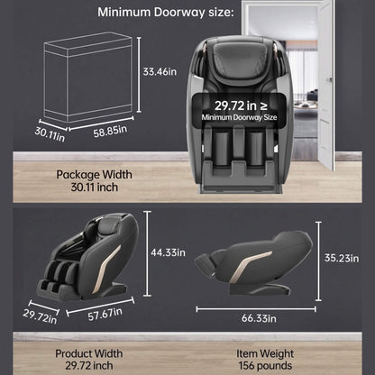 Pulse Zero-Gravity SL-Track Heated Massage Chair with Bluetooth