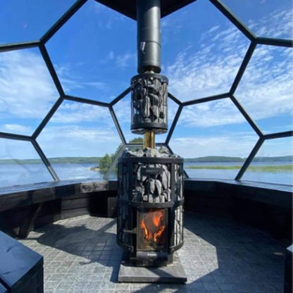 Cozy Heat Floor-Mount Wood-Burning Sauna Stove with Chimney Kit and Stones