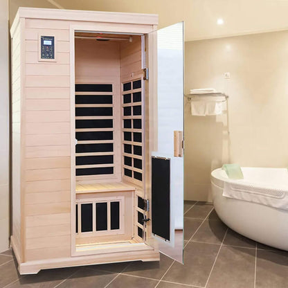 Thermora Ivara Luxury 2-Person Hemlock Wood FAR Infrared Sauna Room W/ Glass Door, 1750W (SAK81525)