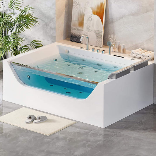 Novara 71" 2-Person Jetted Whirlpool Tub | Hydro Massage & Thermostat Control