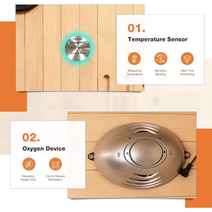 Thermora Valen Luxury 2000W 2-Person Low EMF FAR Infrared Heat Wood Home Personal Spa Sauna W/ Panoramic Tempered Glass (SAK27481)