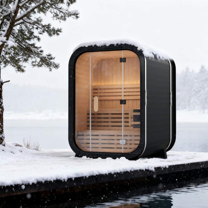 Thermora Lund Luxury 2-Person Outdoor Spruce Wood Cube Sauna Kit With 4.5KW Electric Stove (SAK74290)