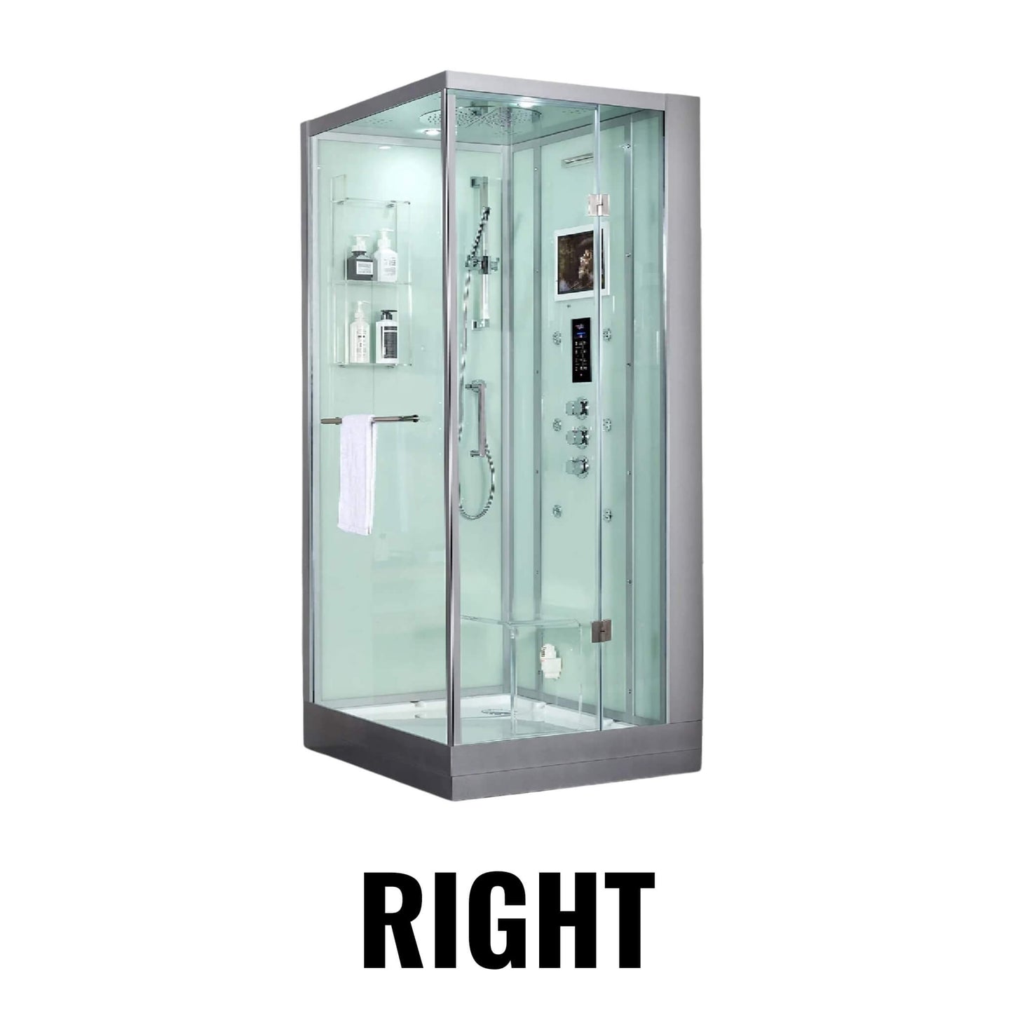 Maya Bath Platinum Arrezo Steam Shower With Rainfall Ceiling Shower (SAK75924)