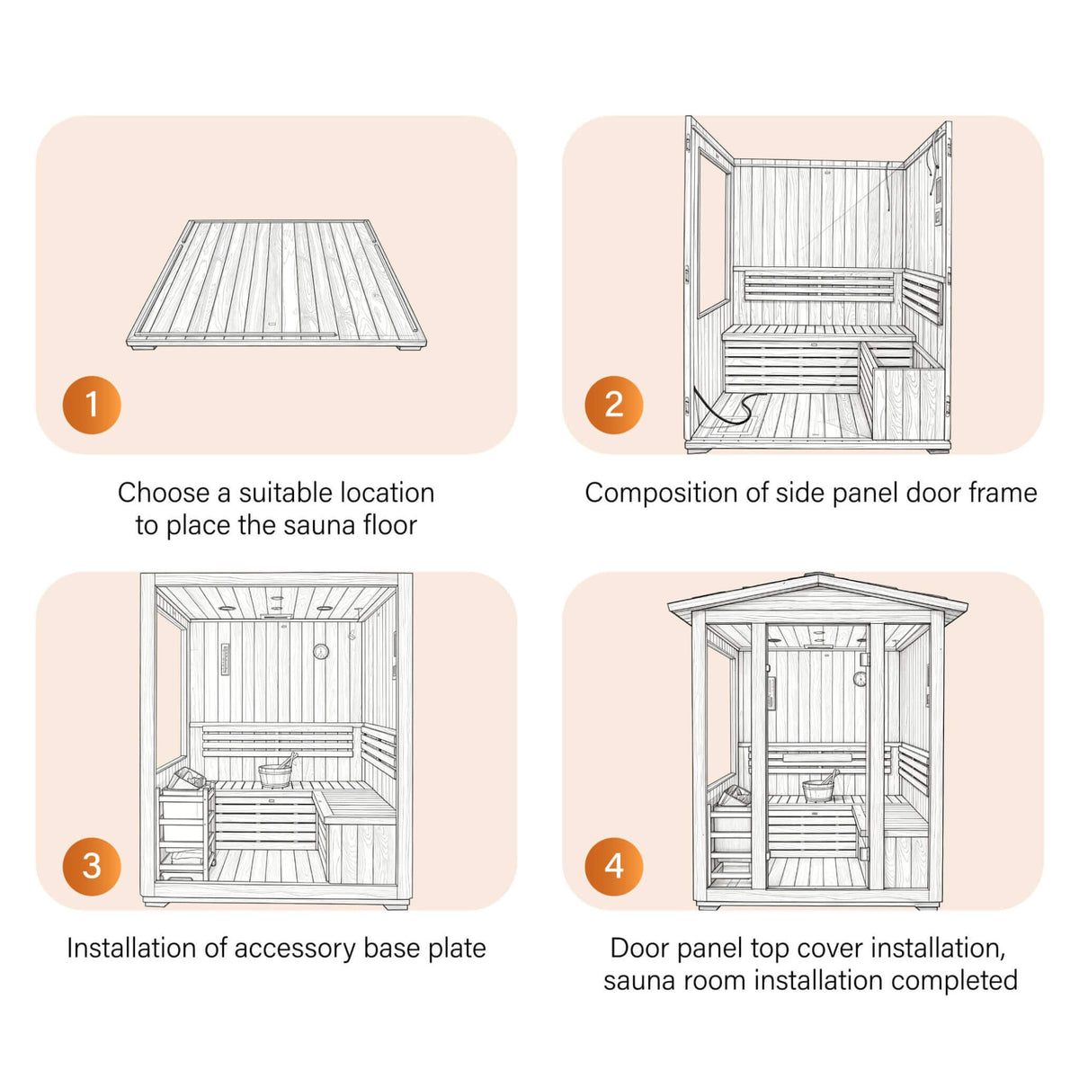 Solenne 4-Person Outdoor Traditional Sauna with 6 kW Heater