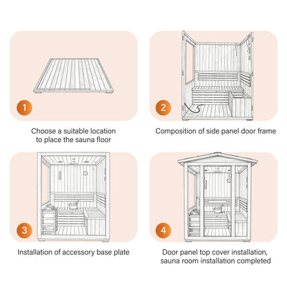 Solenne 4-Person Outdoor Traditional Sauna with 6 kW Heater