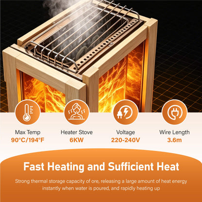 Solenne 4-Person Outdoor Traditional Sauna with 6 kW Heater