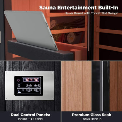 Thermora Pandora Premium 2-Person Indoor Infrared Sauna With Red Light Therapy And Himalayan Salt Rocks (SAK67305)