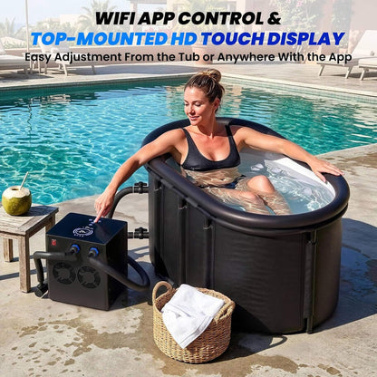 148-Gallon Cold Plunge Tub Kit with 1/3 HP Chiller, Filter & Pump