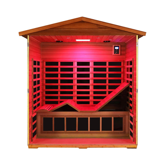 Thermora Vanta 3-Person Outdoor Infrared Sauna | Mahogany | Ultra-Low EMF Full Spectrum