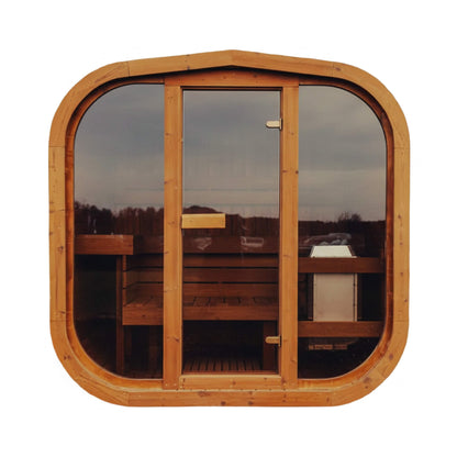 Premium 3-Person Outdoor Scandinavian ThermoWood Cube Sauna Kit With LED Lighting (SAK47582)
