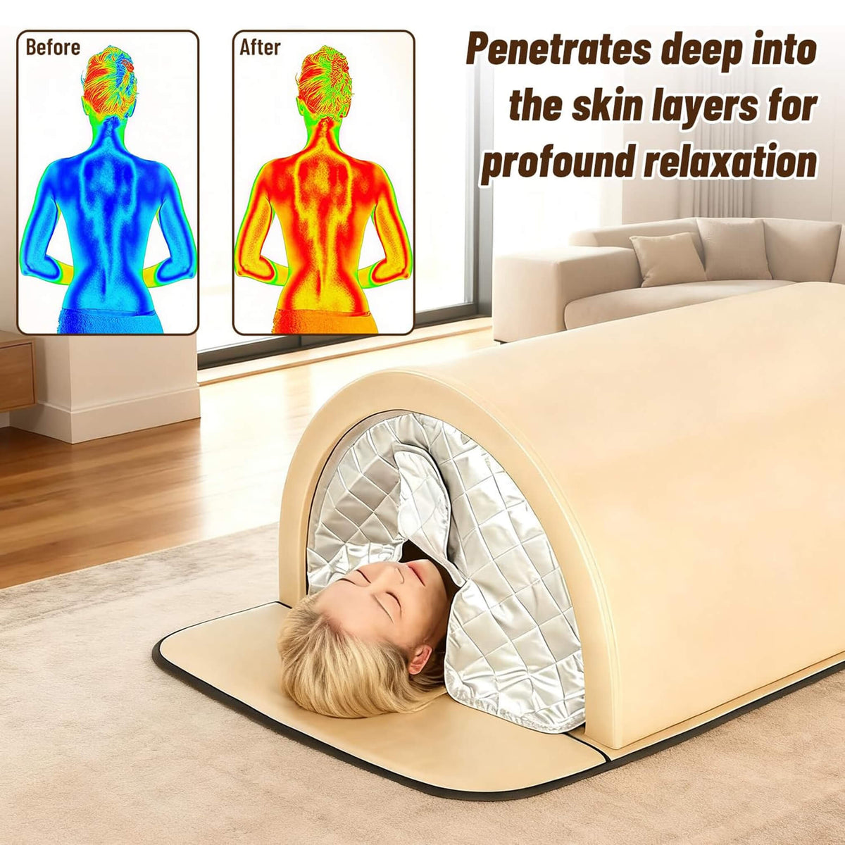 Far Infrared Sauna Dome – Full-Body 360° Dry Heat with Jade, Tourmaline & Germanium Stones