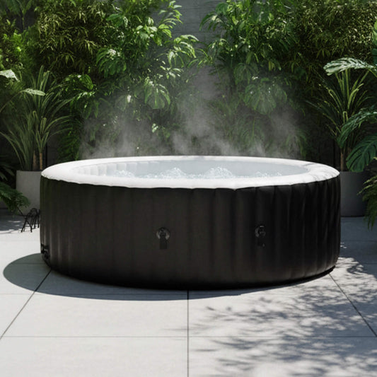 4-Person Inflatable Hot Tub with 8-Color LED Lights