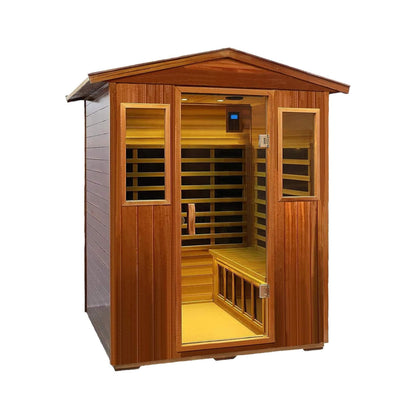Thermoa Valois Premium 4-Person 2050W Luxury Low EMF Outdoor FAR Infrared Home Sauna With Bluetooth Audio (SAK15372)