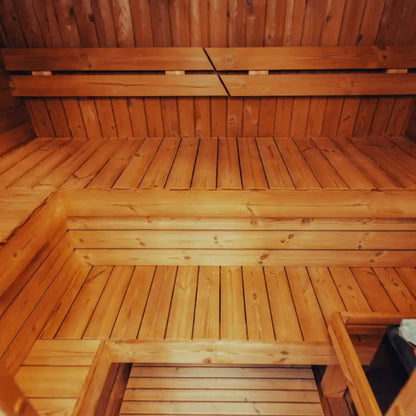 Premium 4-Person Outdoor Scandinavian ThermoWood Cube Sauna Kit With LED Lighting (SAK25470)