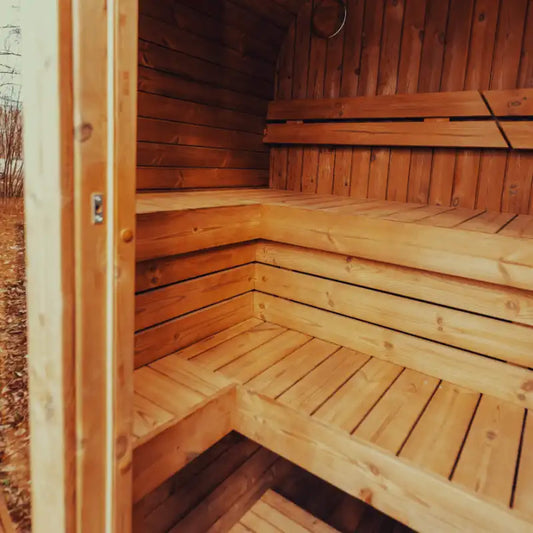 4-Person Outdoor ThermoWood Cube Sauna Kit with LED Lighting | SAK25470
