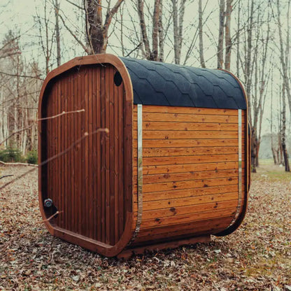 Premium 4-Person Outdoor Scandinavian ThermoWood Cube Sauna Kit With LED Lighting (SAK25470)