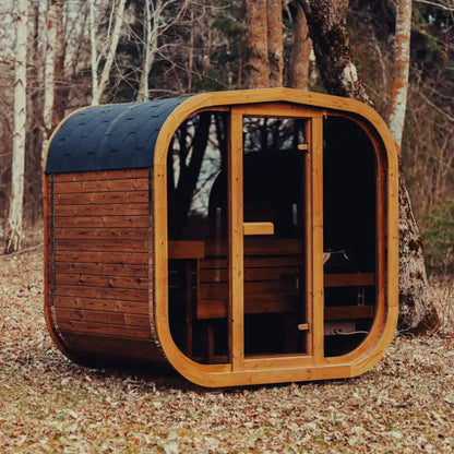 Premium 4-Person Outdoor Scandinavian ThermoWood Cube Sauna Kit With LED Lighting (SAK25470)