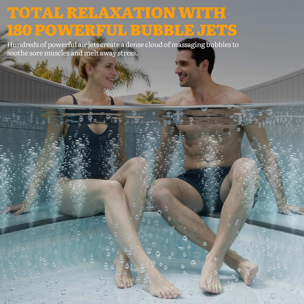 6-Person Inflatable Hot Tub | 180 Massage Jets | Drop-Stitch | 77 Inch