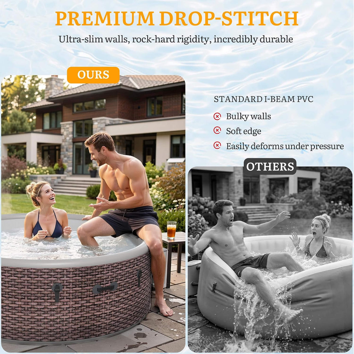 6-Person Inflatable Hot Tub | 180 Massage Jets | Drop-Stitch | 77 Inch