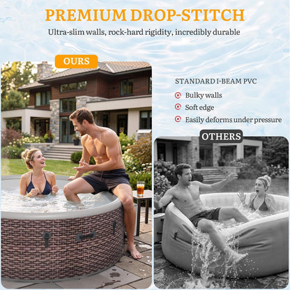 6-Person Inflatable Hot Tub | 180 Massage Jets | Drop-Stitch | 77 Inch