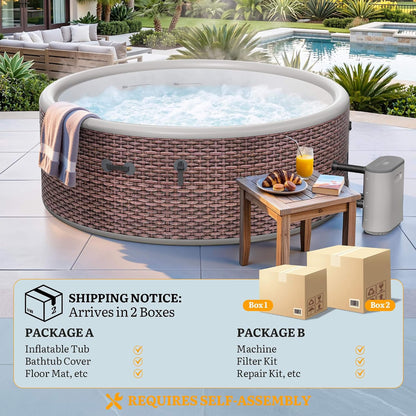 6-Person Inflatable Hot Tub | 180 Massage Jets | Drop-Stitch | 77 Inch