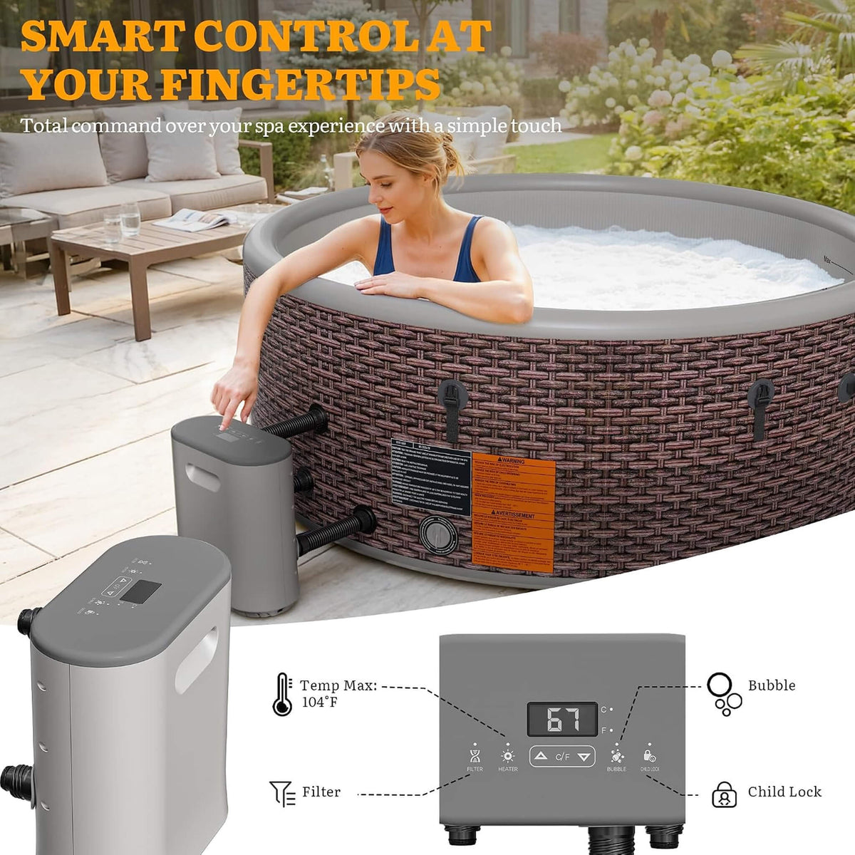 6-Person Inflatable Hot Tub | 180 Massage Jets | Drop-Stitch | 77 Inch