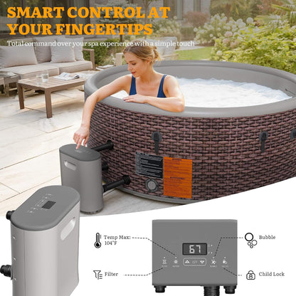 6-Person Inflatable Hot Tub | 180 Massage Jets | Drop-Stitch | 77 Inch