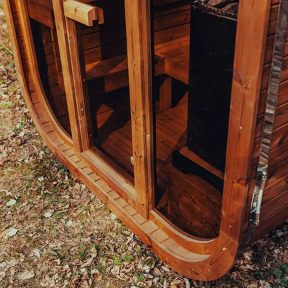 Premium 6-Person Outdoor Scandinavian ThermoWood Cube Sauna Kit With LED Lighting (SAK89146)