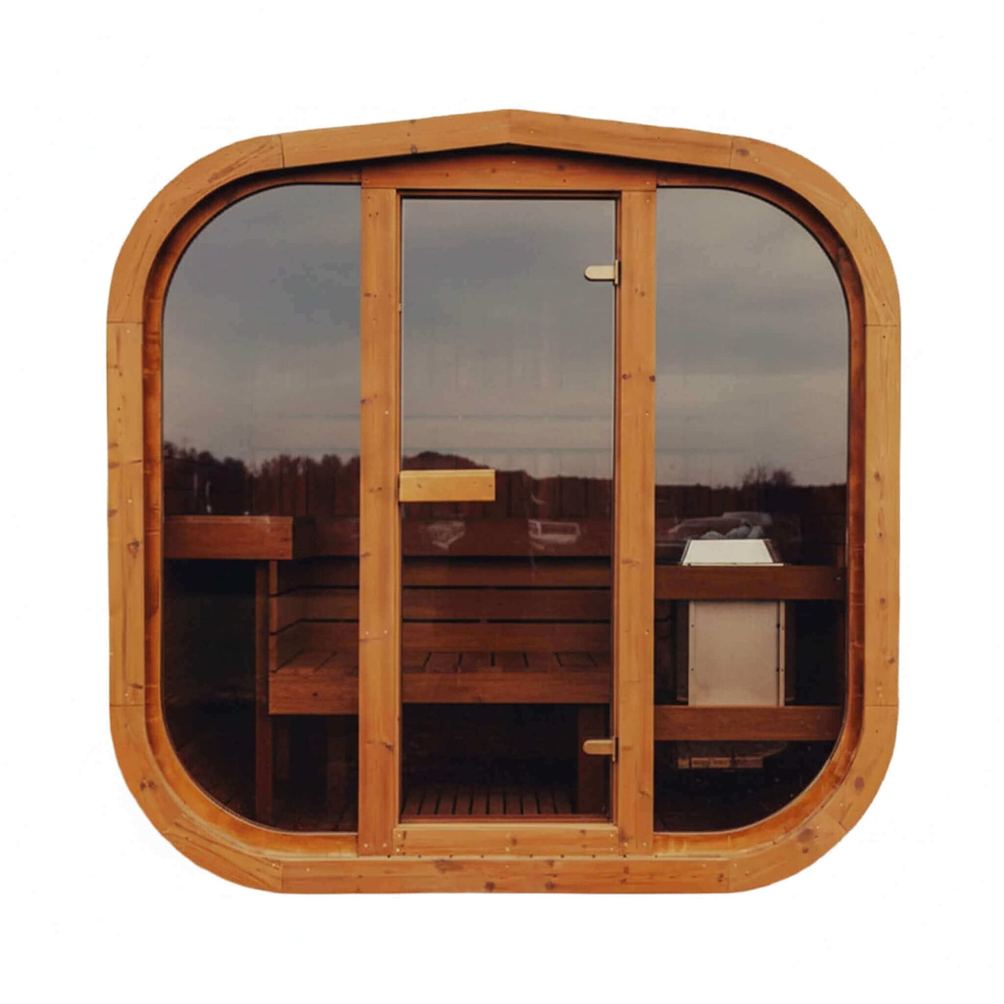 Premium 6-Person Outdoor Scandinavian ThermoWood Cube Sauna Kit With LED Lighting (SAK89146)