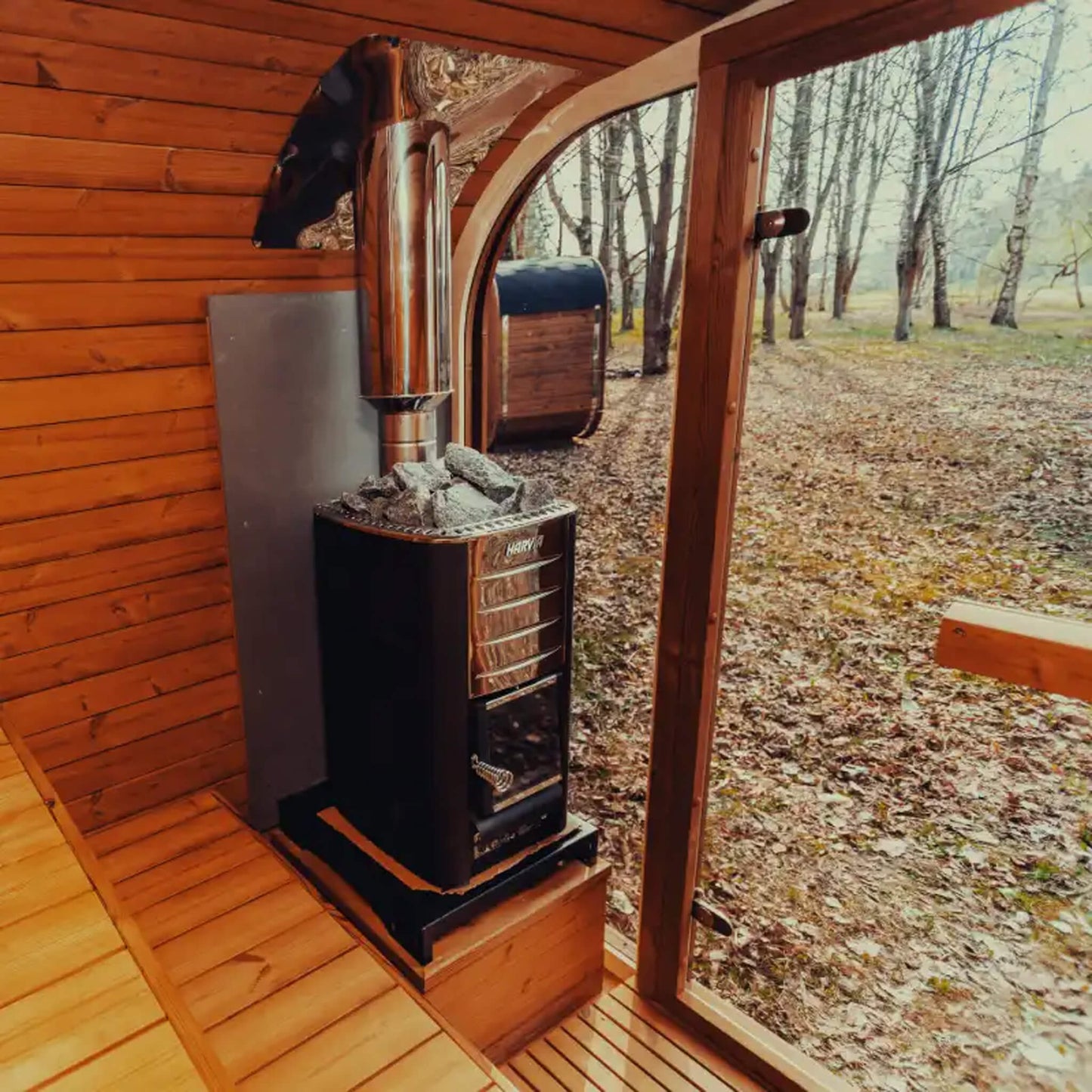 Premium 6-Person Outdoor Scandinavian ThermoWood Cube Sauna Kit With LED Lighting (SAK89146)